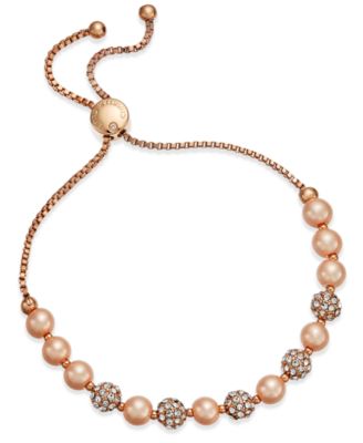 Charter Club - Pav&eacute; & Imitation Pearl Slider Bracelet