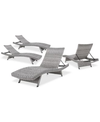 Noble House - Trevor Outdoor Chaise Lounge (Set Of 4), Quick Ship