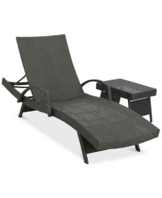 Noble House - Jordon Outdoor Chaise Lounge & Accent Table Set, Quick Ship
