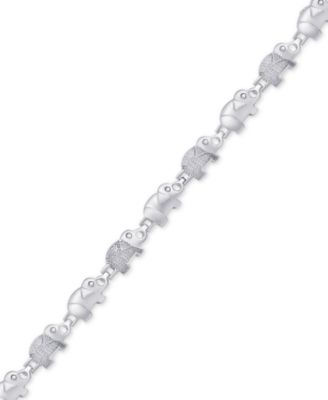 Macy's - Diamond Accent Elephant Bracelet in Silver-Plate