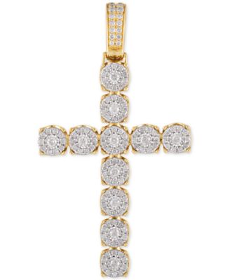 Macy's - Diamond Cross Pendant (2-1/2 ct. t.w.) in 10k Gold & White Gold