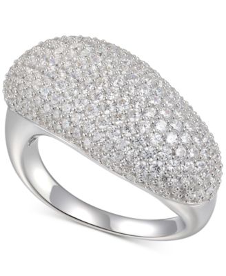 Macy's - Cubic Zirconia Pav&eacute; Diagonal Statement Ring in Sterling Silver