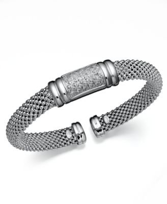 Macy's - Diamond Dew Drop Bar Bangle Bracelet in Sterling Silver (1/3 ct. t.w.)