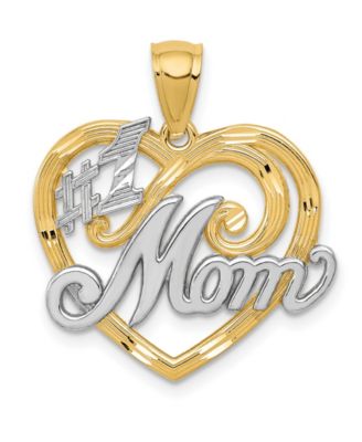 Macy's - #1 Mom Heart Pendant 14k Yellow Gold and Rhodium