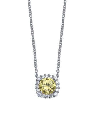 Giani Bernini - Multi Colored Cubic Zirconia Cushion Shape Pendant Necklace in Sterling Silver