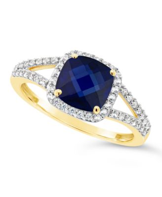 Macy's - Created Sapphire (2 ct. t.w.) and Created White Sapphire (1/4 ct. t.w.) Ring in 10k Yellow Gold