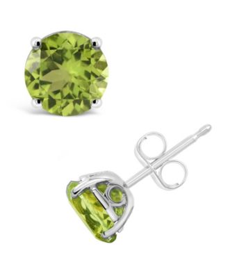 Macy's - Gemstone Stud Earrings in Sterling Silver. Available in Citrine, Dark Blue Topaz, Rose Quartz, Peridot, Sky Blue Topaz, Garnet and Amethyst