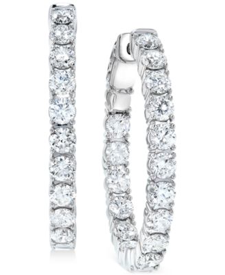 Macy's - Diamond Small In & Out Hoop Earrings (5 ct. t.w.) in 14k White Gold, 1"