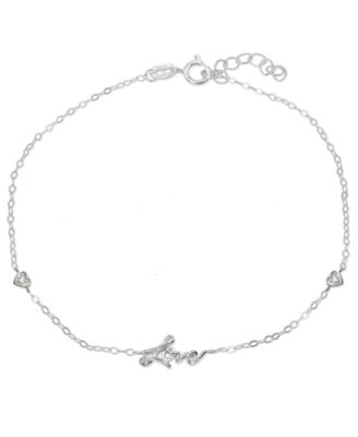 Giani Bernini - Cubic Zirconia "Love" Ankle Bracelet in Sterling Silver or Two Tone Sterling Silver & 18K Gold-Plated Sterling Silver