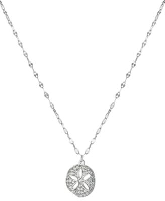 Giani Bernini - Cubic Zirconia Sand Dollar Pendant Necklace in Sterling Silver, 16" + 2" extender