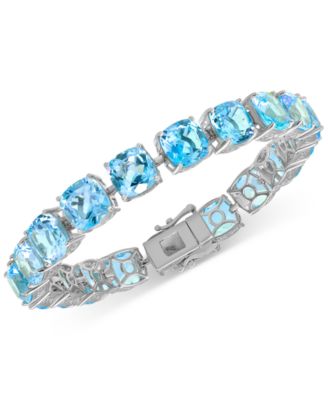 Macy's - Blue Topaz Cushion Tennis Bracelet (47 ct. t.w.) in Sterling Silver (Also in Amethyst & Citrine)