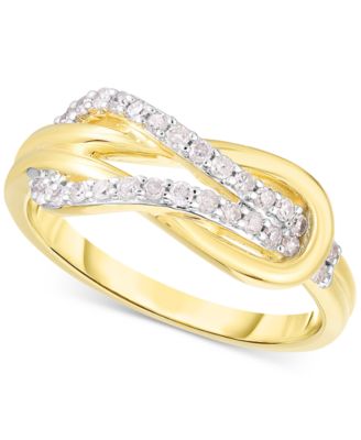 Macy's - Diamond Interlocking Loop Ring (1/4 ct. t.w.) in 14k Gold-Plated Sterling Silver