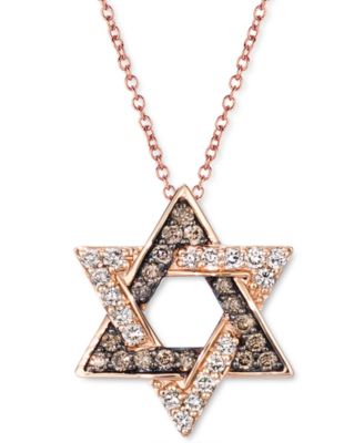 Le Vian - Chocolate Diamond (1/8 ct. t.w.) & Nude Diamond (1/8 ct. t.w.) Star of David Pendant Necklace in 14k Rose Gold