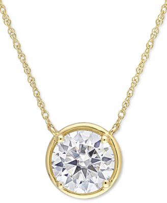 Macy's - Lab-Created Moissanite Solitaire 17" Pendant Necklace (2 ct. t.w.) in 10k Gold