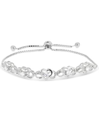 Macy's - Cubic Zirconia Infinity Heart Bolo Bracelet in Sterling Silver