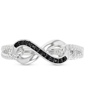 Macy's - Black Spinel Infinity Ring (1/10 ct. t.w.) in Sterling Silver & Black Rhodium-Plate
