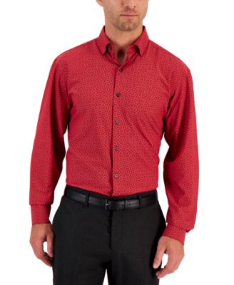 Alfani - Men's Classic-Fit Geometric Print Performance Dress Shirt