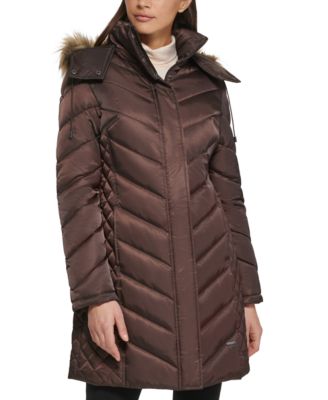 Kenneth Cole - Women's Faux-Fur-Trim Hooded Puffer Coat