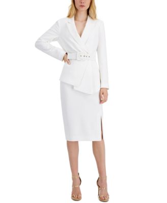 Tahari ASL - Belted Wrap Skirt Suit