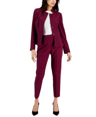 Tahari ASL - Women's Stand Collar Button-Front Pantsuit