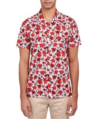 Society of Threads - Men's Slim-Fit Non-Iron Performance Stretch Floral-Print Camp Shirt