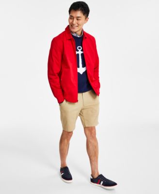Club Room - Men's 4-Way Stretch Shorts, Nautical-Style Lightweight Chino Jacket, Plaid Long-Sleeve Button-Up Shirt & Anchor Cotton Sweater