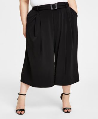 Calvin Klein - Plus Size Wide-Leg Cropped Belted Pants