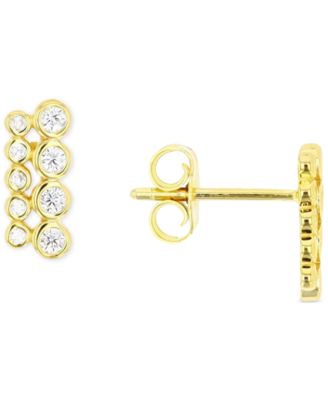 Macy's - Cubic Zirconia Bar Stud Earrings in Sterling Silver or 14k Gold over Sterling Silver