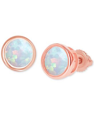 Macy's - Lab-Grown Opal Bezel-Set Solitaire Stud Earrings (1/3 ct. t.w.)