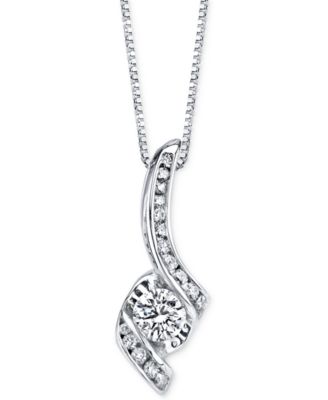 Macy's - Diamond Pendant Necklace (3/8 ct. t.w.) in 14k White Gold