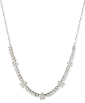 Marchesa - Gold-Tone Cubic Zirconia Flower Statement Necklace, 16" + 3" extender