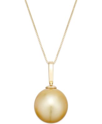 Macy's - Cultured Golden South Sea Pearl Pendant Necklace (12mm) in 14k Gold