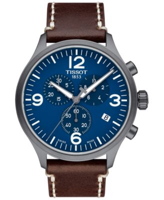Tissot - Men's Swiss Chrono XL Brown Leather Strap Watch 45mm