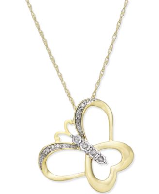Macy's - Diamond Accent Butterfly Pendant Necklace in 10k Gold