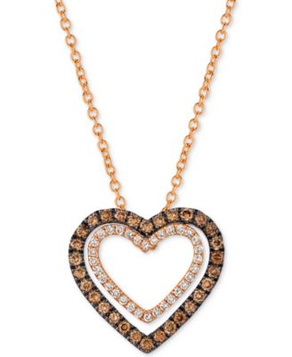 Le Vian - Diamond Heart Pendant Necklace (1/3 ct. t.w.) in 14k Rose Gold