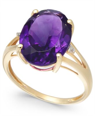 Macy's - Amethyst (5 ct. t.w.) and Diamond Accent Oval Ring in 14k Gold (Also Available in Mystic Topaz, Blue Topaz, & Prasolite)