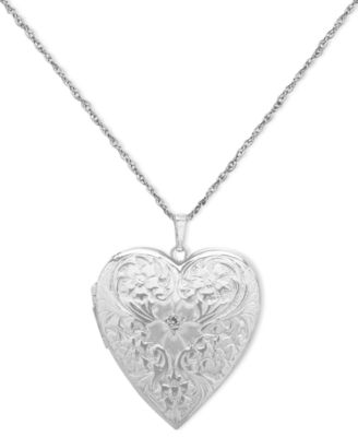 Macy's - 4-Photo Engraved Heart Locket in Sterling Silver