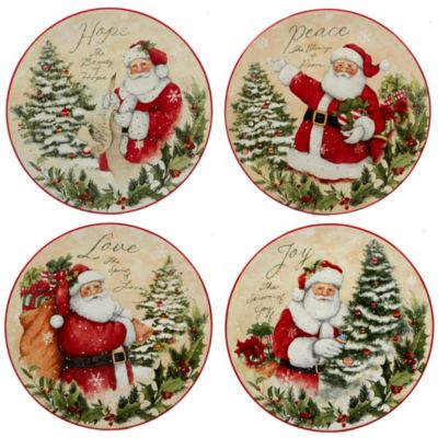 Certified International - Holiday Wishes 4-Pc. Dessert Plate asst.
