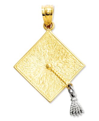 Macy's - 14k Gold and 14k White Gold Charm, Graduation Cap Charm