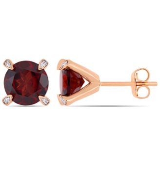 Macy's - Gemstone and Diamond Accent Stud Earrings in 10k White Gold. Available in Blue Topaz (4-3/4 ct.t.w.), Citrine (3 5/8 ct.t.w), Garnet (4 ct.t.w.), Amethyst (3 ct. t.w.) & Prasiolite (3 1/2 ct.t.w.)