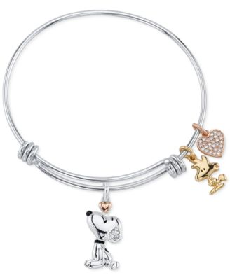 Peanuts - Snoopy & Woodstock Bangle Bracelet in Tri-Tone Stainless Steel