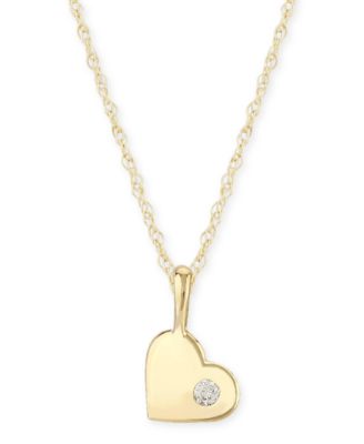 Macy's - Diamond Accent Solid Heart Pendant in 14K Yellow Gold