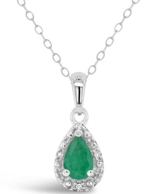 Macy's - Gemstone and Diamond Accent Pendant Necklace in Sterling Silver