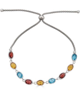 Macy's - Multi-Gemstone Bolo Bracelet (4-1/5 ct. t.w.) in Sterling Silver