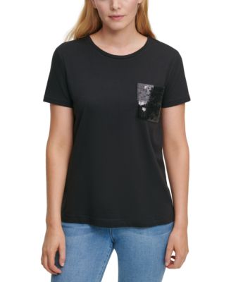 DKNY - Short Sleeve Sequin Pocket T-Shirt