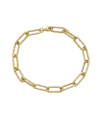 Italian Gold - Textured Paperclip Link Chain Bracelet in 10k Gold