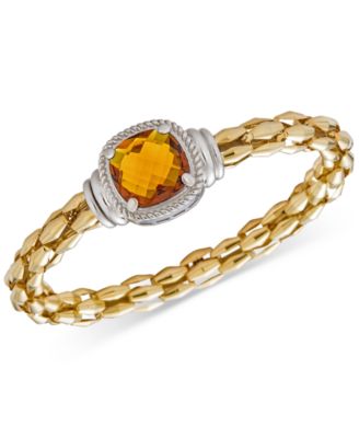 Macy's - Citrine Turbo Bangle Bracelet (8-1/2 ct. t.w.) in Sterling Silver & 14k Gold-Plate