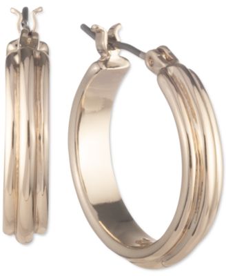 Lauren Ralph Lauren - Gold-Tone Small Triple-Row Textured Hoop Earrings, 0.8"