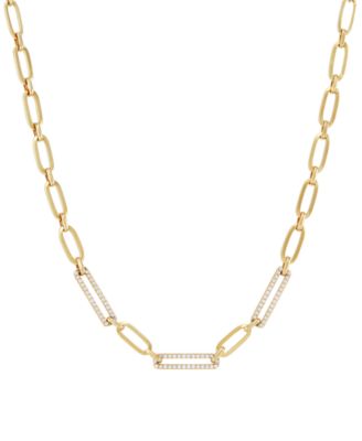 Macy's - Diamond Pav&eacute; Link 16" Statement Necklace (1/2 ct. t.w.) in 14k Gold