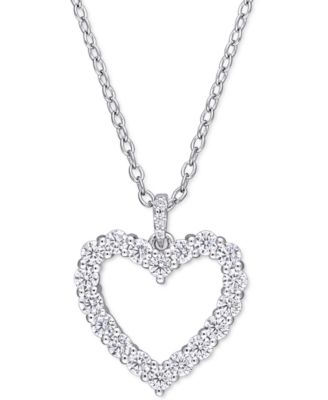Macy's - Lab-Created Moissanite Heart 18" Pendant Necklace (5/8 ct. t.w.) in Sterling Silver